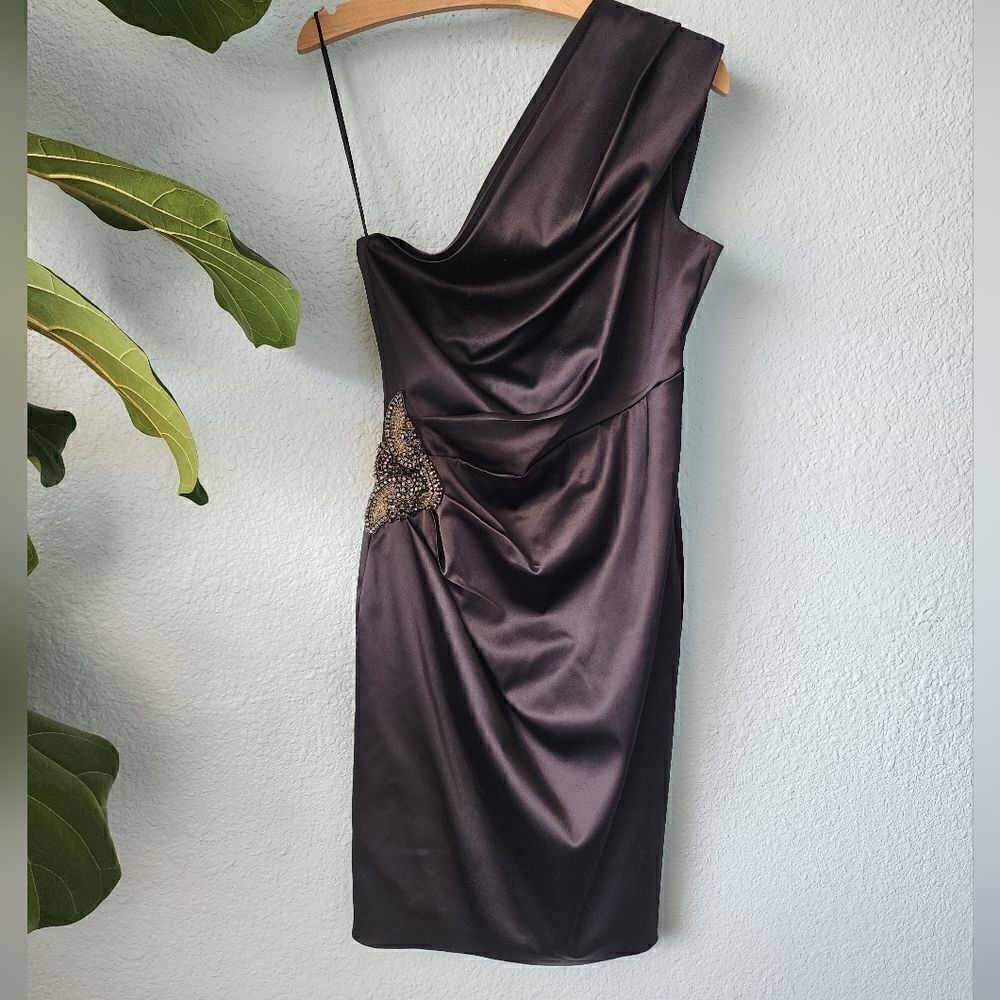 Eliza J embellish side one shoulder lined cocktail formal dress
